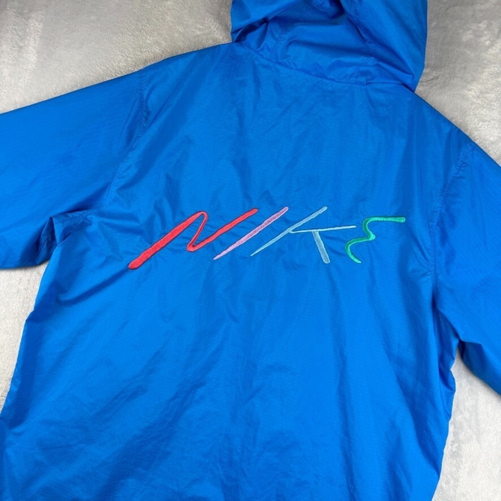 Nike Jacket Mens Medium Blue Rain Windbreaker Softshell Full Zip Hooded Coat
